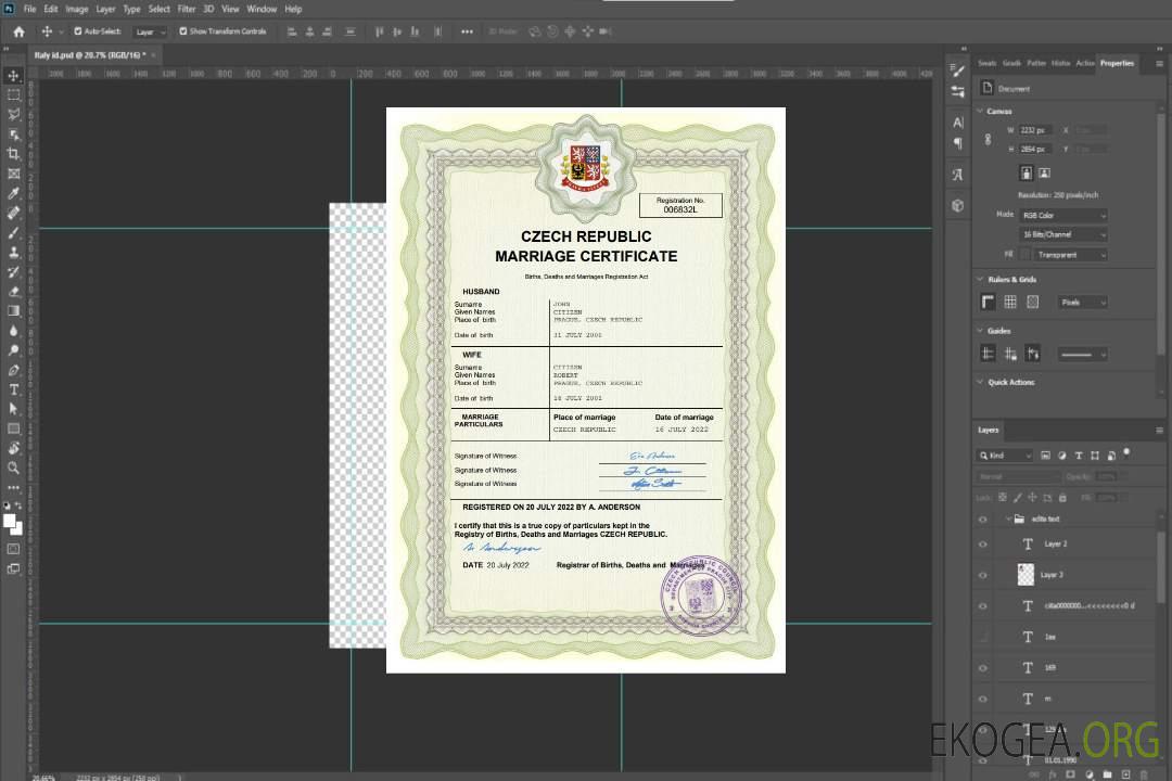 Modèle Word et PDF d'acte de mariage en République tchèque template Modèle Word et PDF d'acte de mariage en République tchèque template